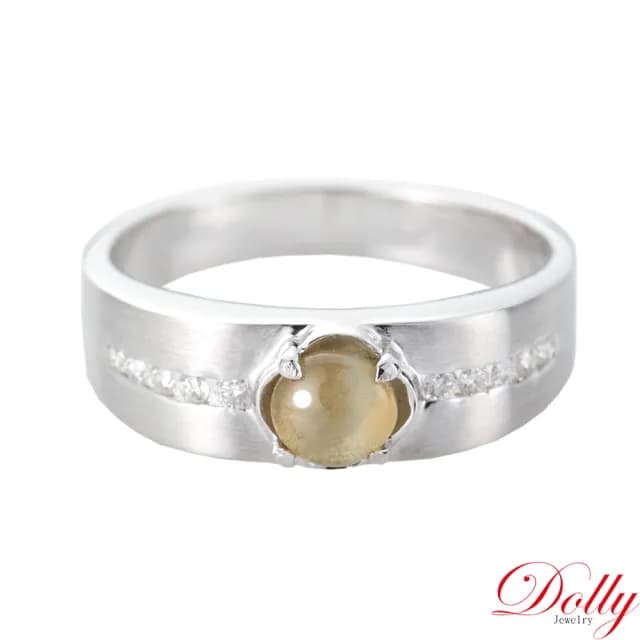 【DOLLY】14K金 金綠玉貓眼鑽石戒指(母親節 交換禮物 長輩送禮首選)
