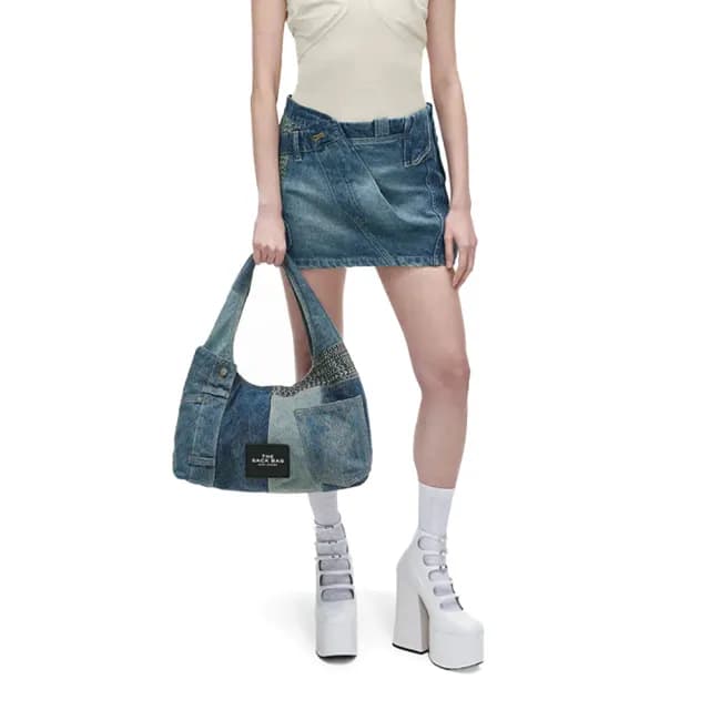 【MARC JACOBS】官方直送 THE SACK 單寧大型皮革手袋