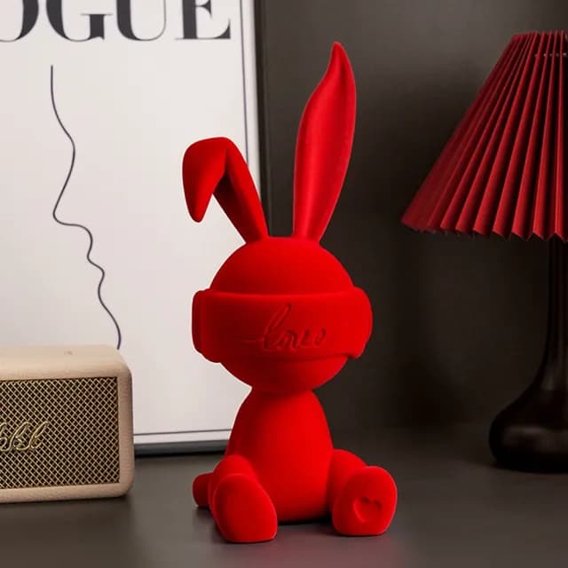 【Loha 樂活家】簡約小擺件-長耳紅兔子(裝飾品 動物擺件 喬遷禮物 軟裝飾品 陳列品 客餐廳玄關櫃背景擺件)