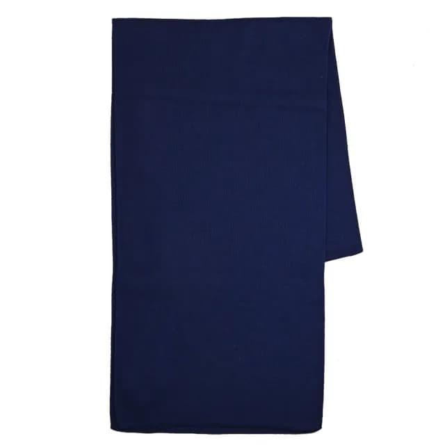 【MOSCHINO】簡約電繡小熊LOGO純羊毛保暖披肩長圍巾(深藍)