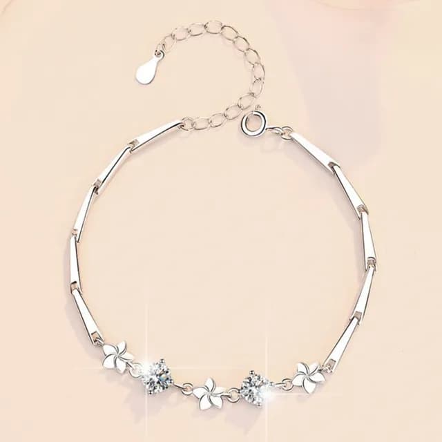 【KT DADA】雙11 小花手鍊 抗過敏手鍊 純銀手鍊 莫桑石手鍊 女生手鍊 飾品 五葉草手鍊