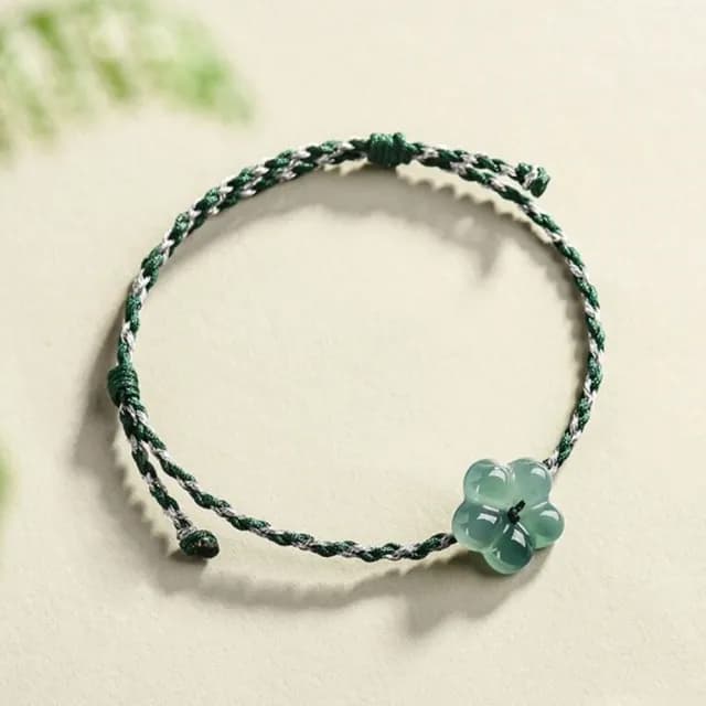 【Penny珮妮】A貨翡翠藍水 桃花編織 手繩手鍊(母親節 生日禮物 交換禮物 尾牙 新年 結婚 情人節)