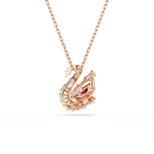 【SWAROVSKI 施華洛世奇】Dancing Swan 鏈墜 天鵝 紅色 鍍玫瑰金色(情人節禮物)