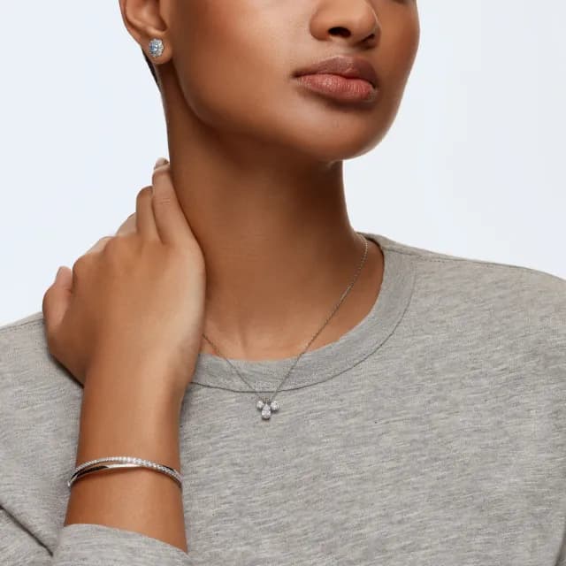 【SWAROVSKI 施華洛世奇】Twist 手鐲 白色 鍍白金色(情人節禮物)