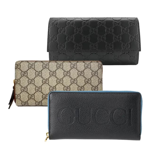 【GUCCI 古馳】779786/779875/658691 經典GG LOGO壓紋牛皮/帆布ㄇ字拉鍊掀蓋錢包長夾(款式任選)