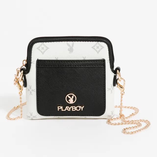 【PLAYBOY】零錢包  黑白TWO系列(米白色)