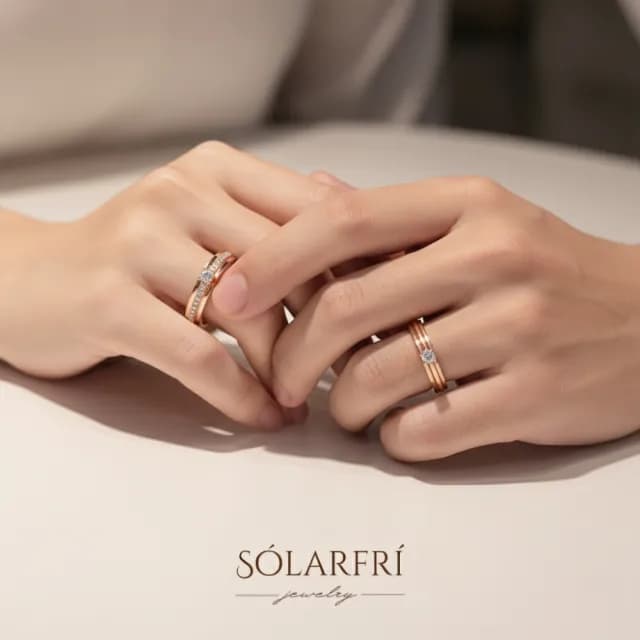【SOLARFRi】玫瑰金浪漫情侶對戒指｜可調整戒圍大小品牌禮盒包裝(定情求婚紀念日老婆生日情人節聖誕禮物)