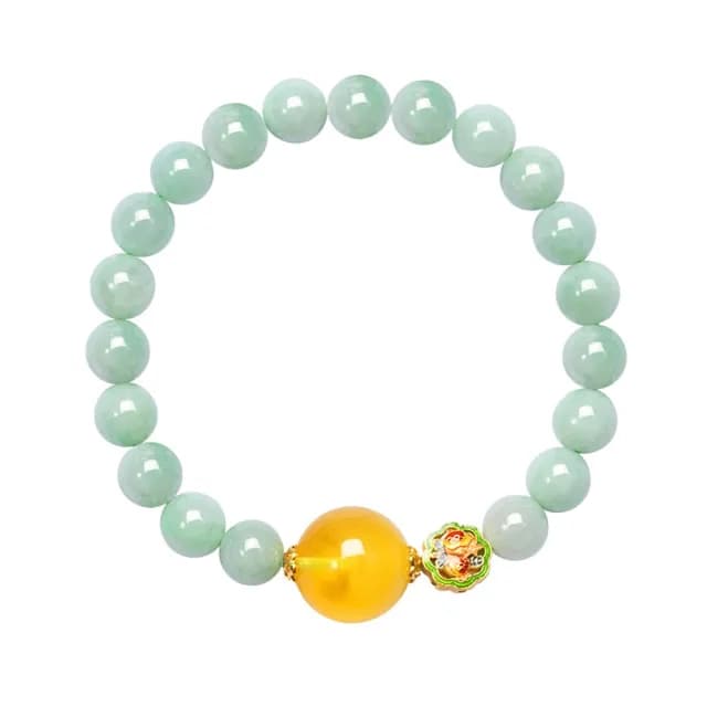 【巴黎精品】現貨+預購 翡翠手鍊玉石手串女手珠平安擋煞防小人轉運淨化招財開運(8mm蜜蠟15mm琺瑯彩a1ha50)