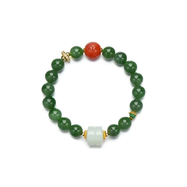 【巴黎精品】現貨+預購和闐玉手鍊玉石手串女手珠平安擋煞防小人轉運淨化招財開運(10mm南紅白玉鋯石a1ha59)