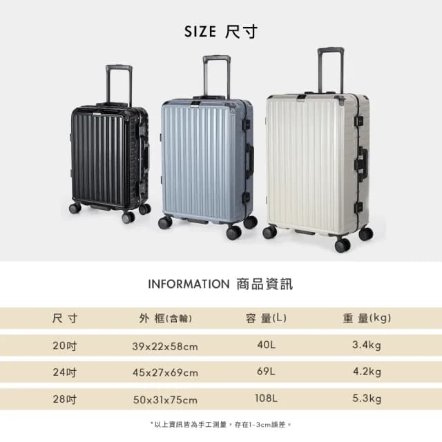 【金安德森】20吋 Lumiere輕奢鋁框頂規Hinomoto靜音輪行李箱(多色任選)