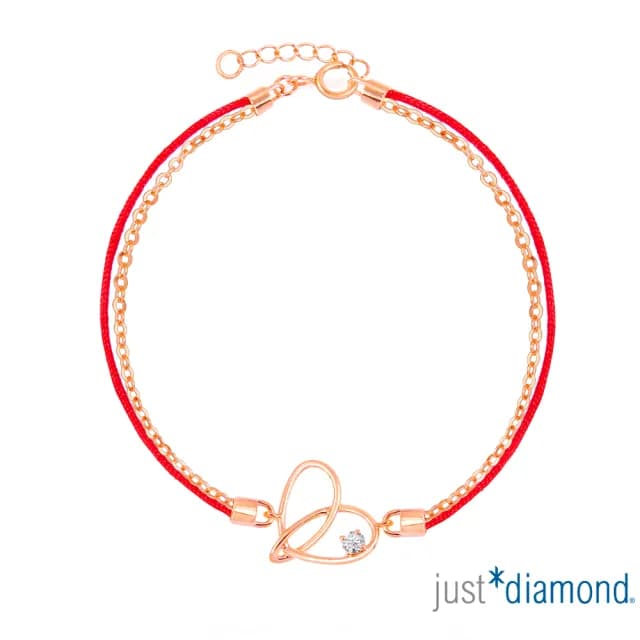 【Just Diamond】鎮金店 Rosy wishes-交織心 鑽石手鍊