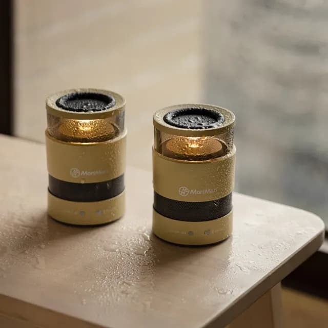 【日本MoriMori】LED W Speaker 戶外無線藍牙氛圍燈音響2入組(兩色任選)