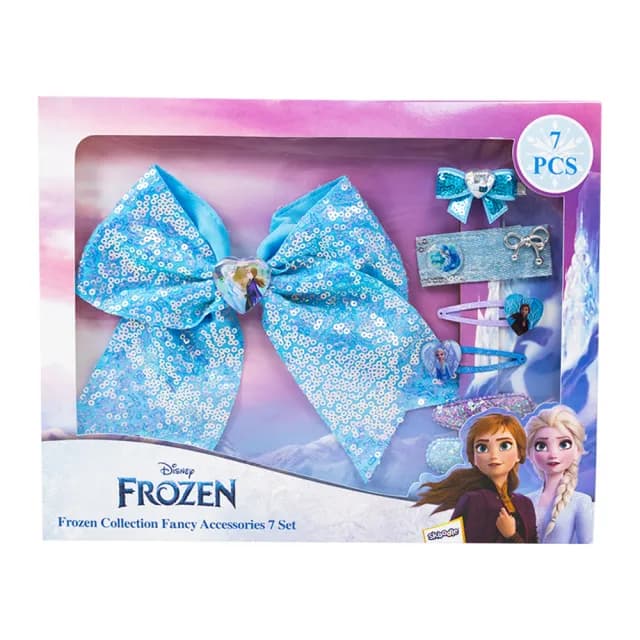 【Disney 迪士尼】冰雪奇緣髮飾裝扮7件套裝(兒童髮飾 女孩禮物 公主造型 生日禮物)