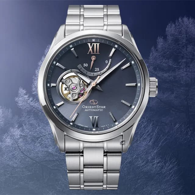 【ORIENT 東方錶】東方之星 白雪皚皚  Open Heart半鏤空機械錶-39.3mm(RE-AT0021L)