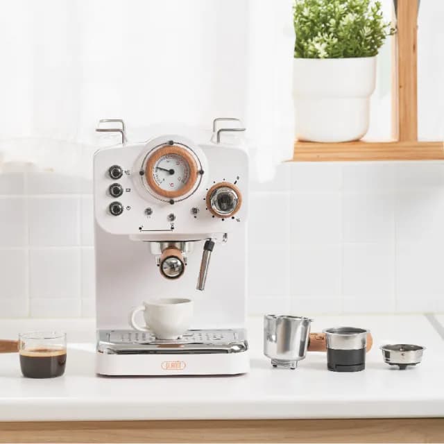 【Planit 百藍尼】半自動義式膠囊兩用咖啡機(超越萬元咖啡機的極致享受 珍珠白)