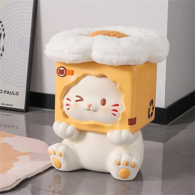 【超微米】凳子 可愛貓咪入戶門換鞋凳 輕奢家用穿鞋凳 小凳子 落地擺件 擺飾 喬遷新居禮物(小貓換鞋凳)
