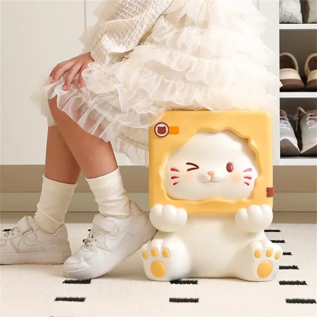 【超微米】凳子 可愛貓咪入戶門換鞋凳 輕奢家用穿鞋凳 小凳子 落地擺件 擺飾 喬遷新居禮物(小貓換鞋凳)