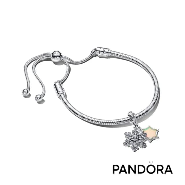 【Pandora 官方直營】幻彩雪花雙墜吊飾手鏈套組(新品上市)