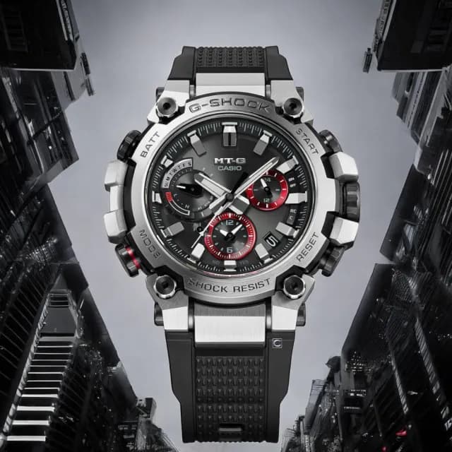 【CASIO 卡西歐】G-SHOCK 電波錶 藍牙錶 太陽能錶 藍寶石水晶玻鏡面(MTG-B3000-1A)