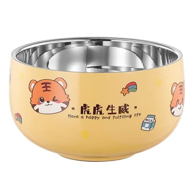 【虎虎生威】316不鏽鋼雙層隔熱碗(真空保溫 防摔 加厚 防燙 露營 環保餐具 便當盒 飯碗 泡麵碗 兒童碗)