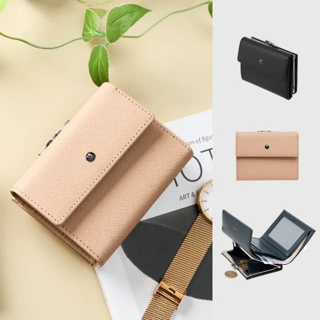 【MONDAINE 瑞士國鐵】真皮三折口金中夾 女用短夾｜獨立零錢包 防刮牛皮(三色可選)