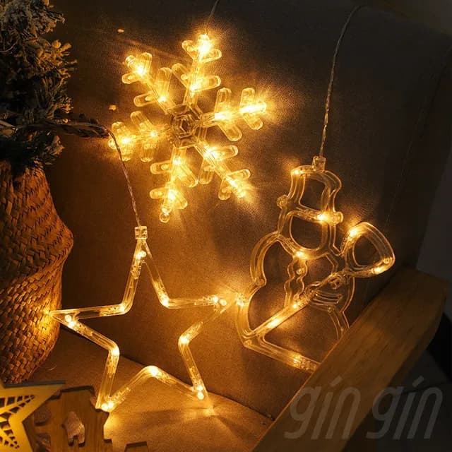 【gin gin】LED 聖誕裝飾吸盤燈 2入組(造型燈 聖誕布置 聖誕燈 聖誕禮物 聖誕配件 聖誕節裝飾)