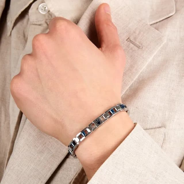 【MASERATI 瑪莎拉蒂】Ceramic系列 陶瓷尊雅三叉戟不鏽鋼鑲鍊手鍊(2色可選)