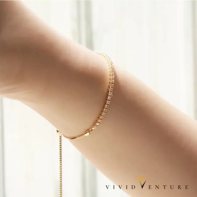 【Vividventure 亞帝芬奇】18K金 伸縮鍊 70分 天然鑽石 真鑽 手鍊 繁星