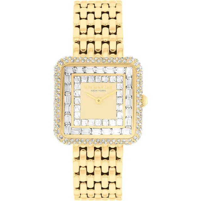 【COACH】Cass 復古方型輕奢晶鑽女錶 手錶-金/28mm 禮物 送禮 推薦(CO14504576)