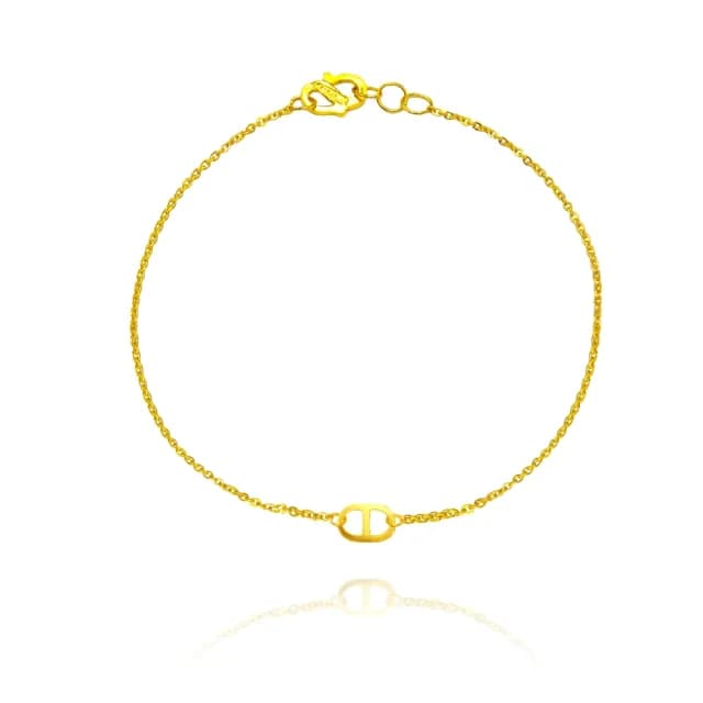 【金喜飛來】黃金手鍊細版豬鼻(0.20錢±0.03)