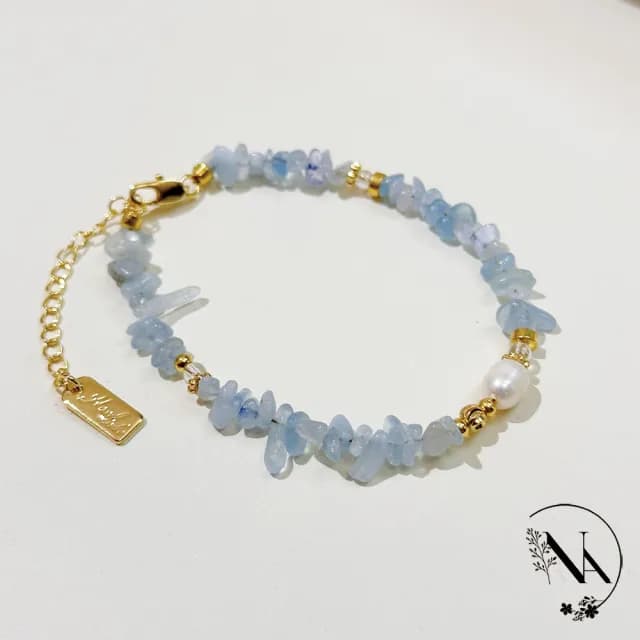 【NANA】雙11 輕奢海藍寶珍珠手鍊 H114101506(輕奢 海藍寶 珍珠 手鍊)