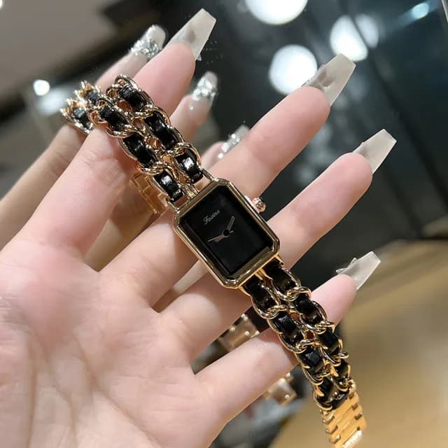 【MoonDy】雙11 手錶 女生手錶 指針手錶 石英錶 小香風手錶 方形手錶 小方錶 腕錶 石英腕錶 皮革手錶