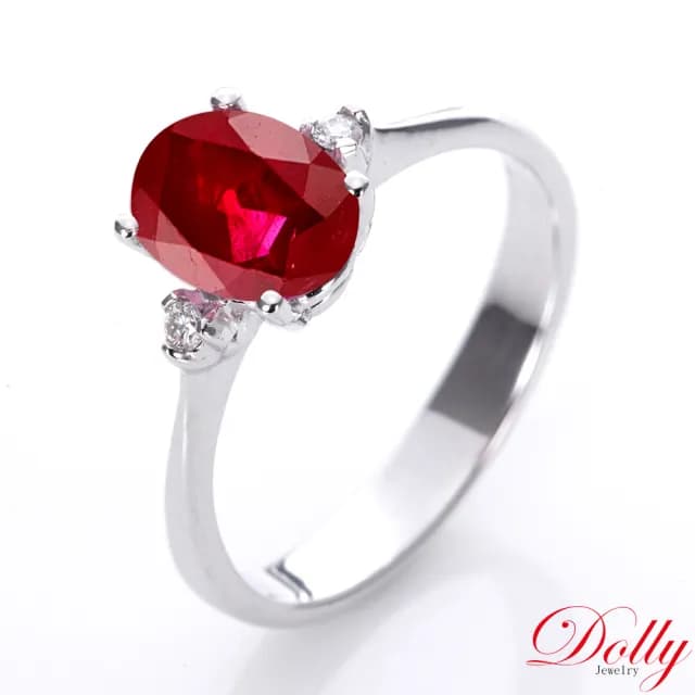 【DOLLY】18K金 緬甸紅寶石鑽石戒指-013(母親節 長輩送禮 交換禮物首選)