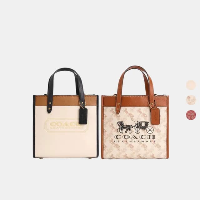 【COACH】蔻馳官方直營 FIELD經典Logo 托特手袋 斜背包 托特包 馬車圖案-多色任選(CZ490/CZ322)