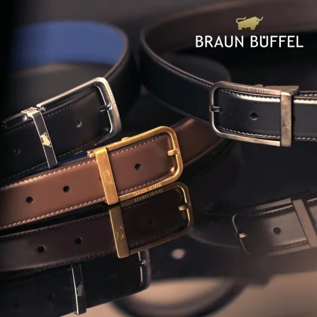 【BRAUN BUFFEL 德國小金牛】真皮穿針式 自動扣皮帶 鑰匙包 零錢包 卡夾(多色多款任選)
