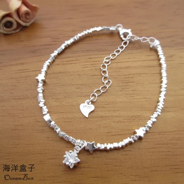【海洋盒子】閃亮碎銀子星星S999足銀純銀手鍊(女用手鍊.聖誕禮物.交換禮物)