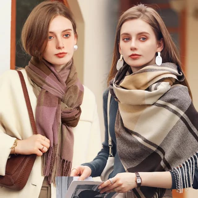 【NEW FORCE】雜誌風格紋保暖大披肩圍巾(大圍巾/保暖圍巾/秋冬圍巾/禦寒圍巾/格紋圍巾)