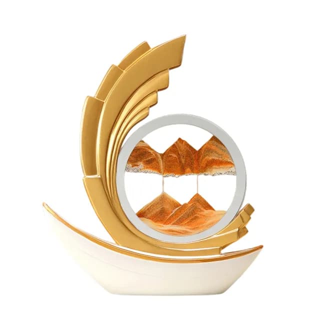 【超微米】風生水起流沙畫擺件 一帆風順船擺件 客廳玄關辦公室裝飾品 喬遷禮物(一帆風順流沙畫擺件27*6*32)