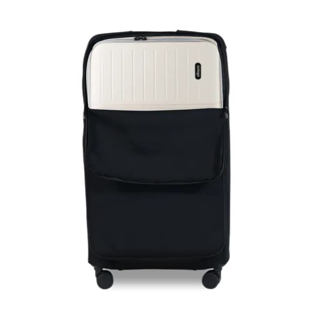 【cctogo】立可開煞車旅箱+黑色潛水布保護套(26吋行李箱、旅行箱、拉鍊箱、剎車、充電、PC、91開)