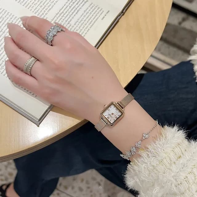 【MoonDy】雙11 手錶 腕錶 女生手錶 方形手錶 網帶手錶 皮帶手錶 小錶盤手錶 氣質腕錶 小方錶 穿搭配件