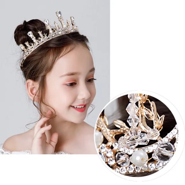 【橘魔法】金色水鑽 華麗水鑽皇冠頭飾(髮飾 頭飾 生日 表演 皇冠 髮夾 花童 禮服 畢業典禮 婚禮)