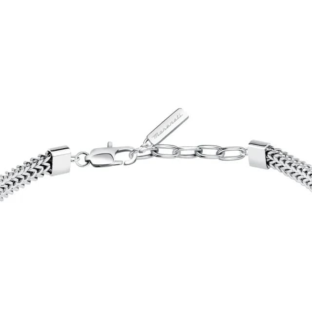 【MASERATI 瑪莎拉蒂】Iconic 經典之徽三叉戟不鏽鋼編鋼手鍊-銀色 JM425AVD104