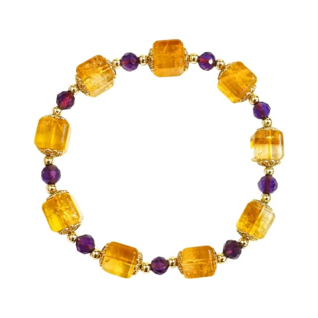 【財神小舖】貴氣雲集-黃水晶方塊手鍊(已開光/開運手鍊/保平安)