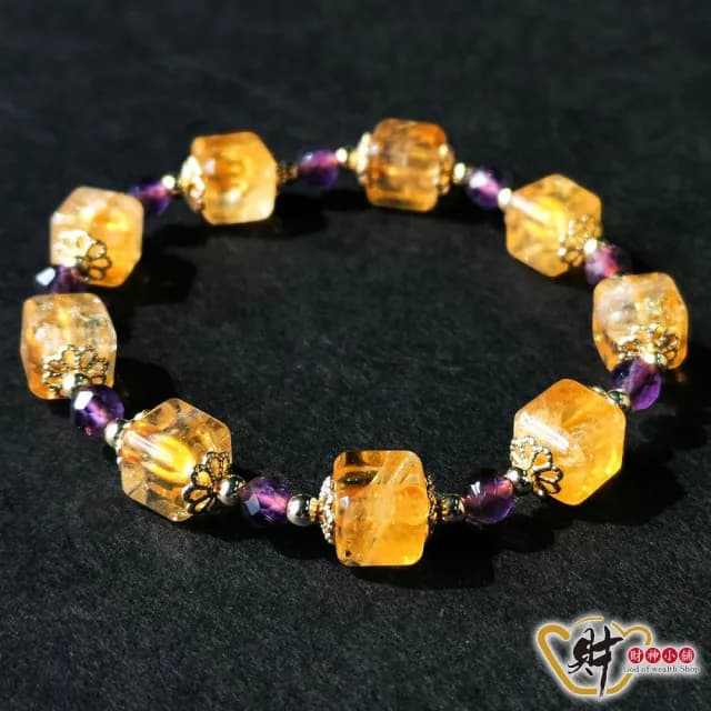 【財神小舖】貴氣雲集-黃水晶方塊手鍊(已開光/開運手鍊/保平安)