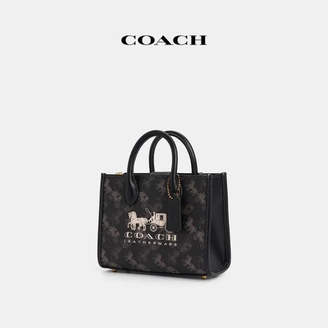 【COACH】蔻馳官方直營 ACE 17 馬車主題圖案印花托特手袋 托特包-多色任選(CT890)