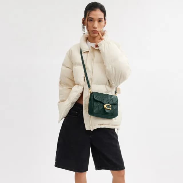 【COACH】蔻馳官方直營 TABBY TIMES SQUARE絎縫單肩手袋 單肩包 斜背包 側背包 斜挎包-2色任選(CW629)