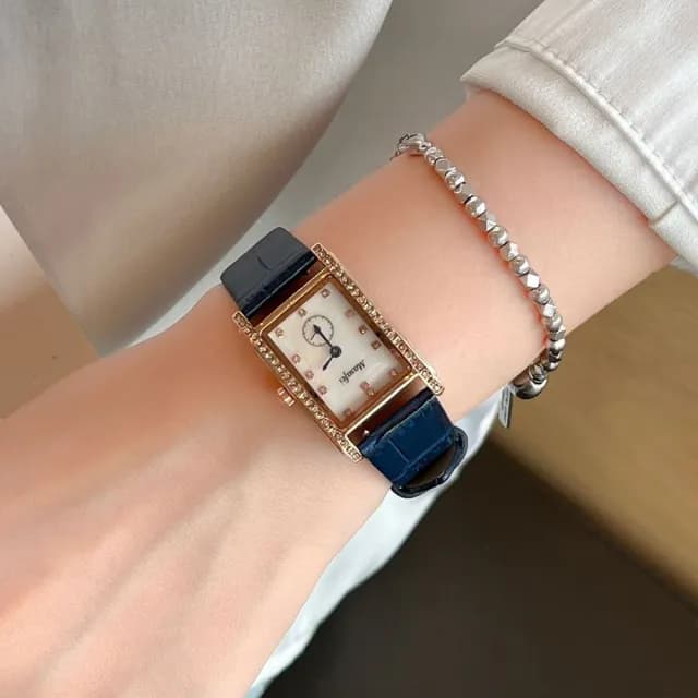 【MoonDy】雙11 手錶 腕錶 女生手錶 皮帶手錶 鑲鑽手錶 方型手錶 氣質腕錶 小方錶 石英手錶 皮革手錶