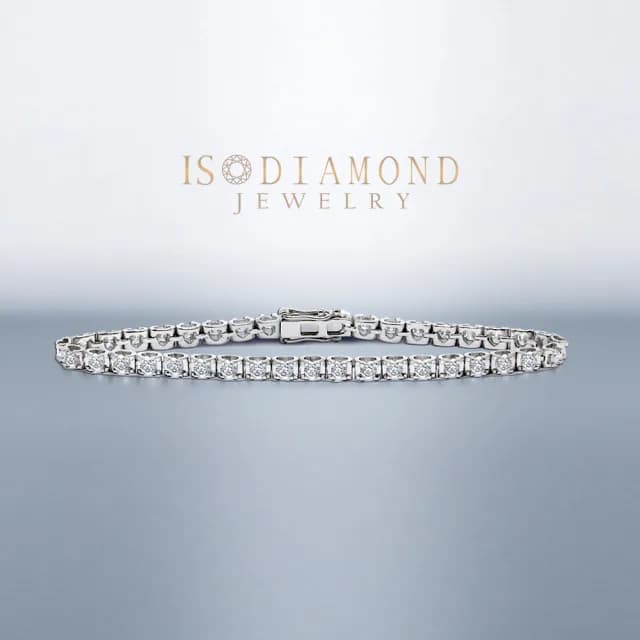 【ID】經典2克拉鑽石Tennis手鍊 牛頭 六角形 包鑲 任選(培育鑽石)