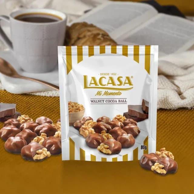 【西班牙樂卡莎LACASA】核桃夾餡可可球(80g)