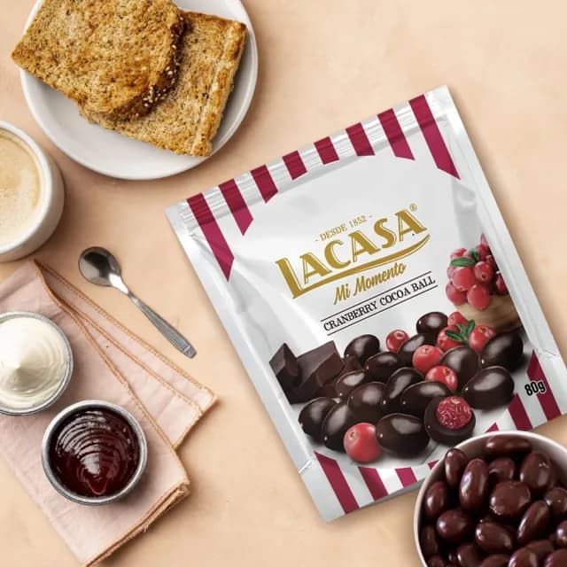【西班牙樂卡莎LACASA】蔓越莓夾餡可可球(80g)